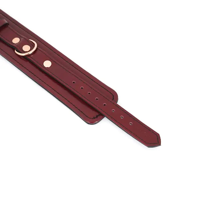 Wine Red - Leather Handcuffs with Rose Gold Hardware